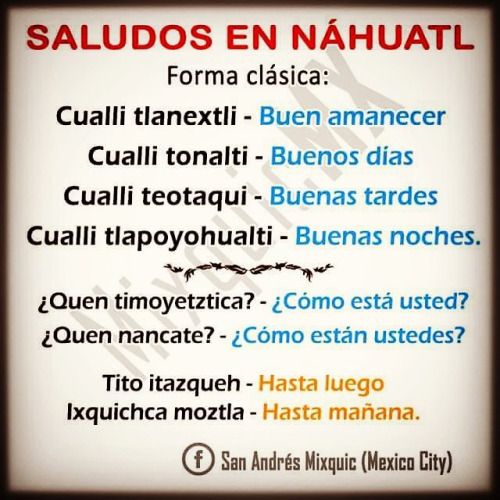 Nahuatl basico. Saludos