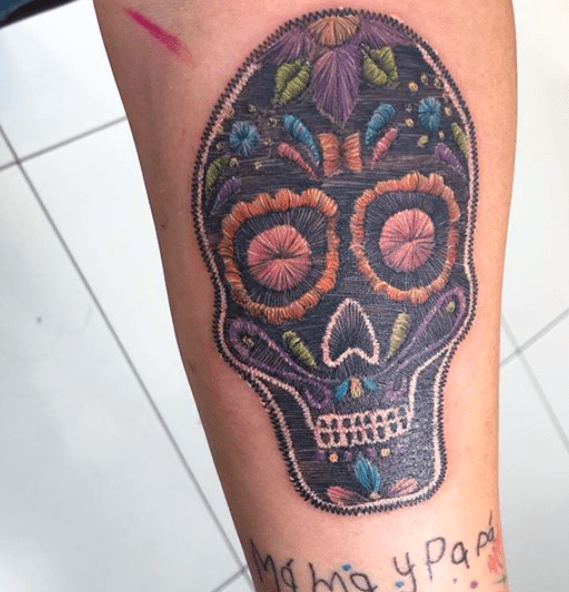 tatuaje bordado mexicano calavera yomera1